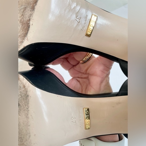 Gucci Marmont GG Platform Sandals EU 37 US 7 Black Leather Block High Heel - Picture 10 of 14